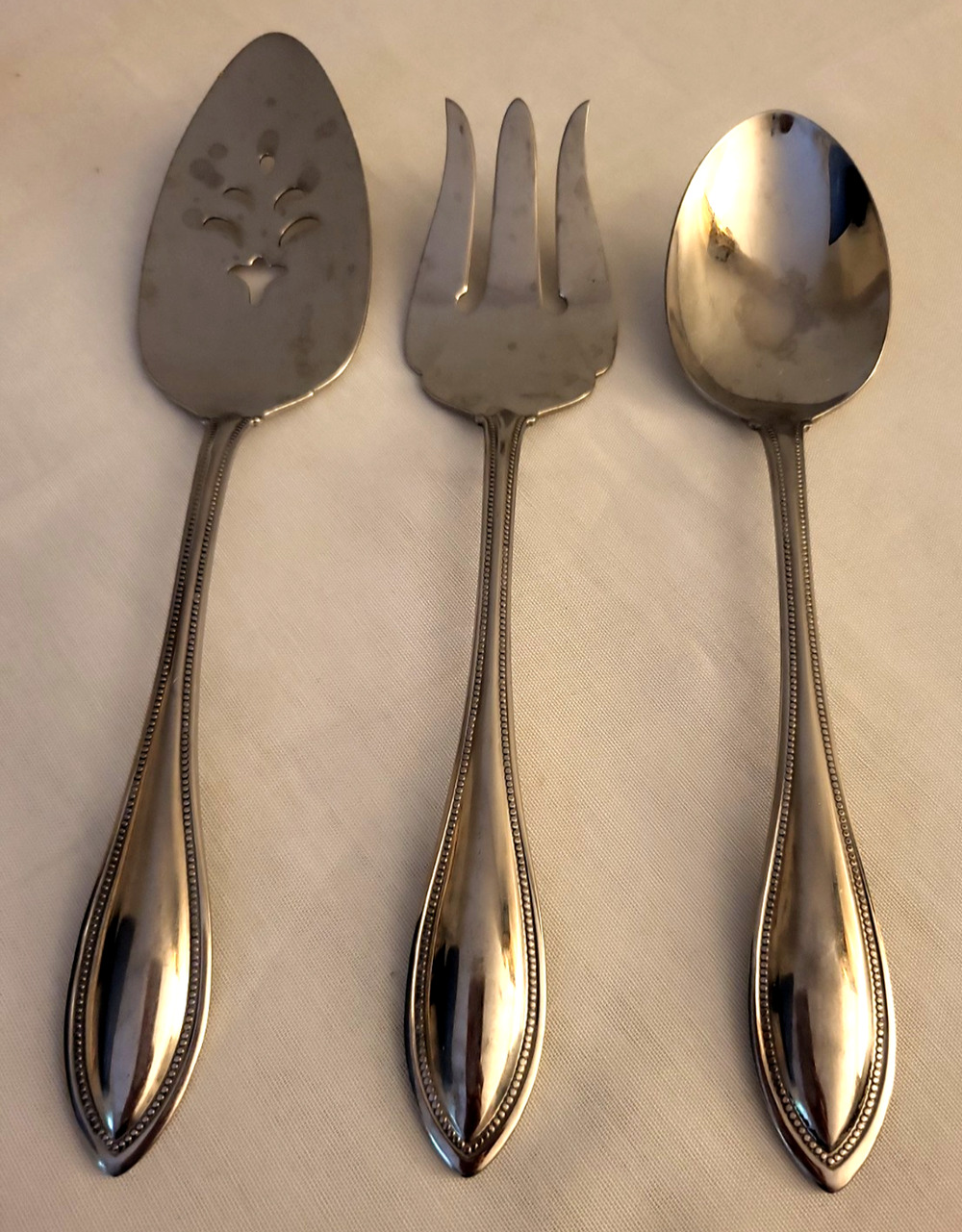 ONEIDA Stainless Arbor American Harmony 3 Serving Pieces Spoon Fork Cake Server